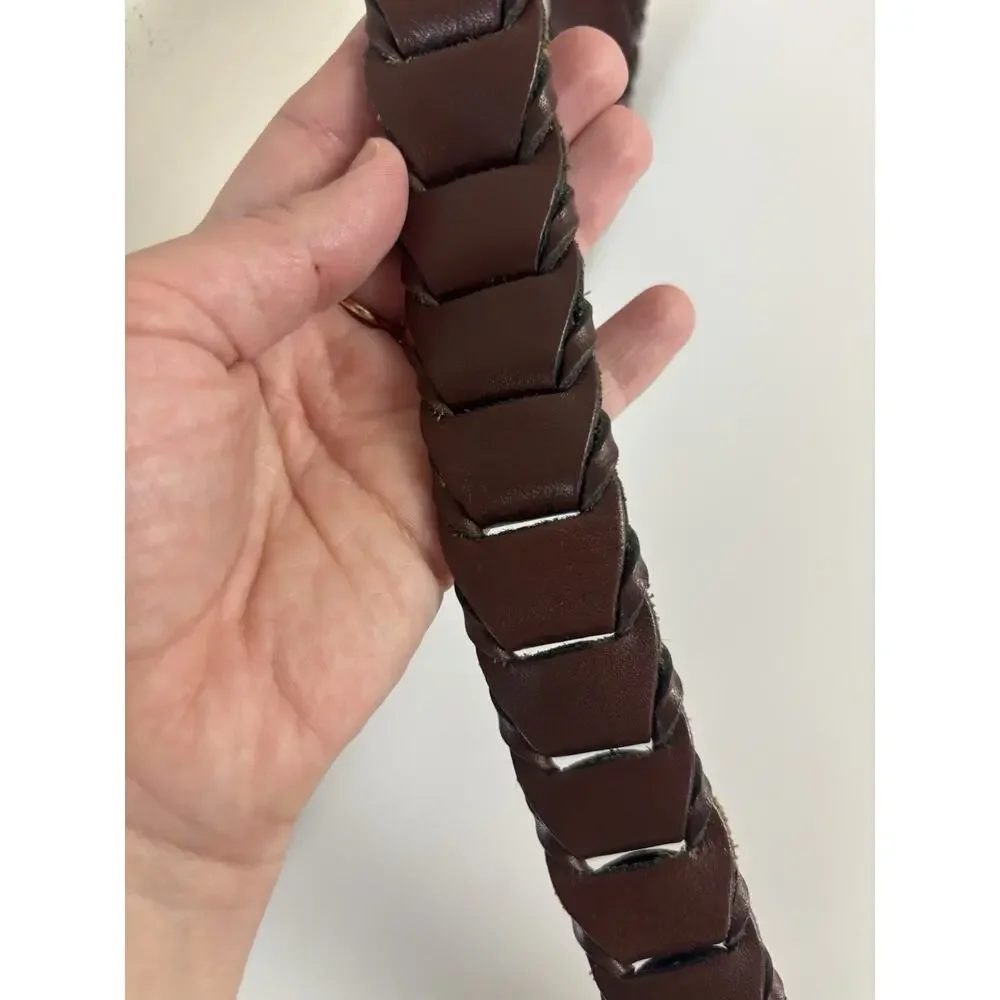Men’s Brown Genuine Leather Bonded Link Belt 32 Gold Buckle